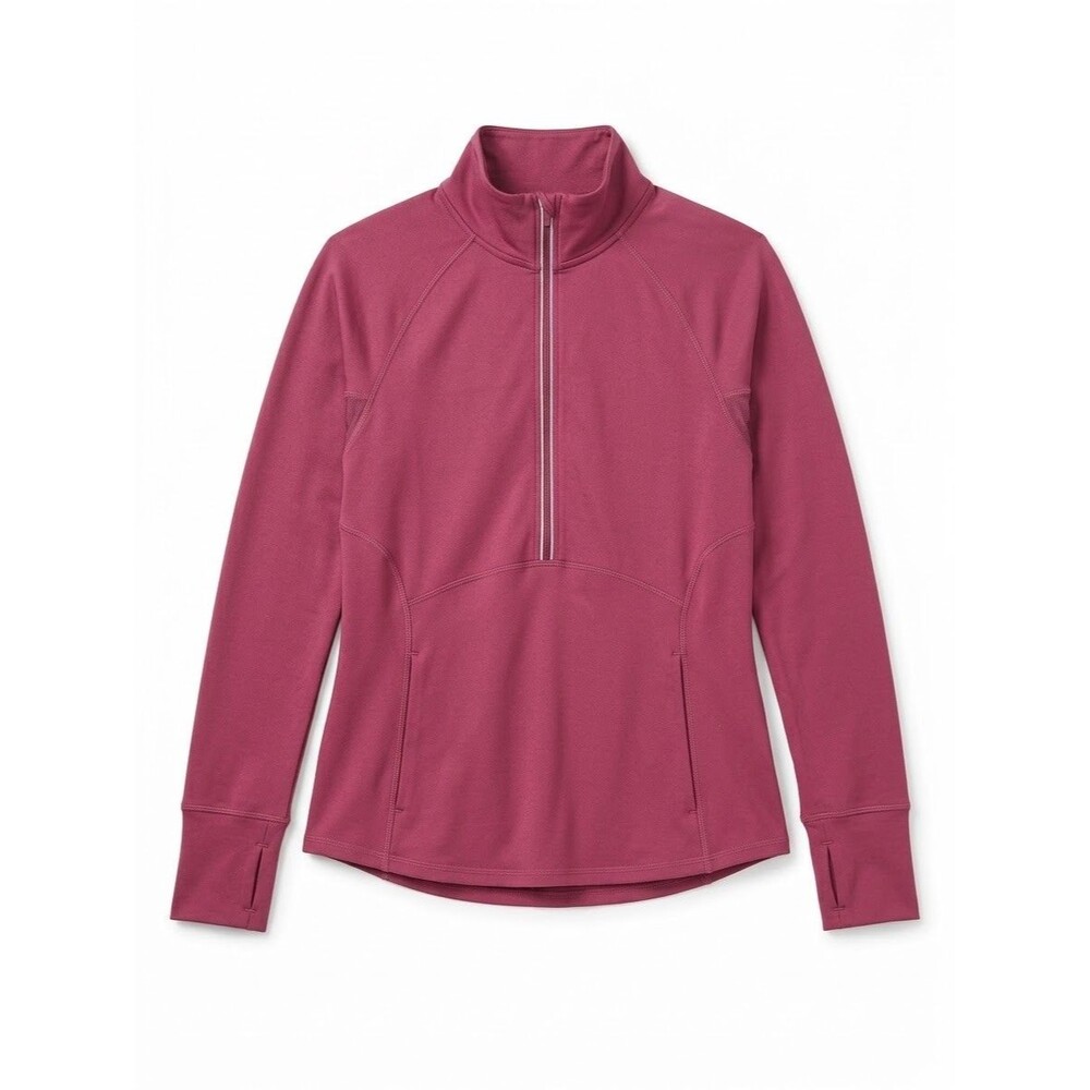 90 Degree by Reflex Womens Mauve Pink 1/2 Zip Athletic Pullover Thumbholes L